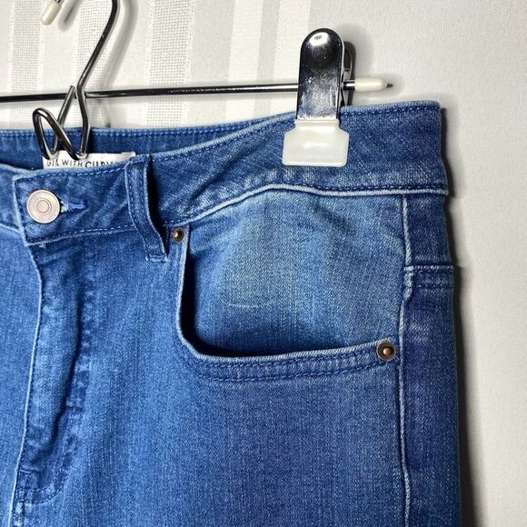 Girls With Curves Distressed High Rise Straight Leg Ripped Jeans 10T Tall Blue - Picture 2 of 9